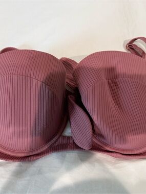 Shade & Shore Ribbed Bandeau Bikini Top - Rose